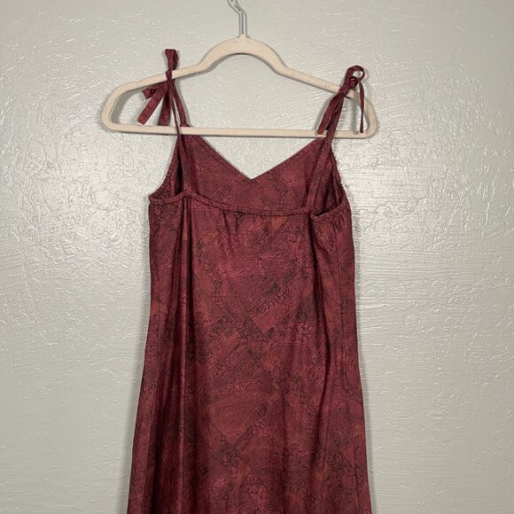 Peruvian Connection Women M Maroon Black Printed Dress Shoulder Tie Strap Cotton - Picture 7 of 9